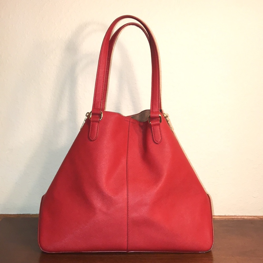 DKNY Large Saffiano Leather Tote and Wallet, Red - Picture 3 of 16